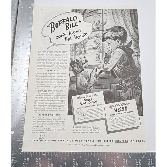 Vicks Vaporub Vintage Print Ad 1930s Cold Relief Medical Cowboy & Indians - Picture 2 of 6